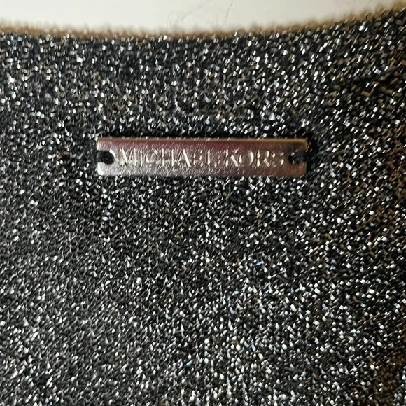 Michael by Michael Kors black and silver metallic sparkle top sz S - Picture 2 of 5